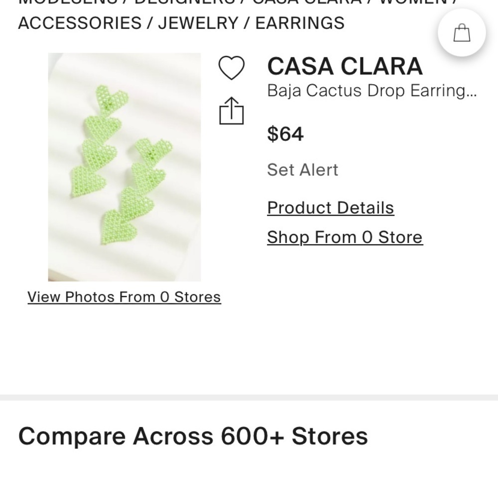 Anthropologie Casa Clara Baja Cactus Drop Earring New Green Hearts Beaded 3 Inch — image 2 of 4